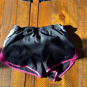 Nike Black and Pink Athletic Shorts with Ventilation